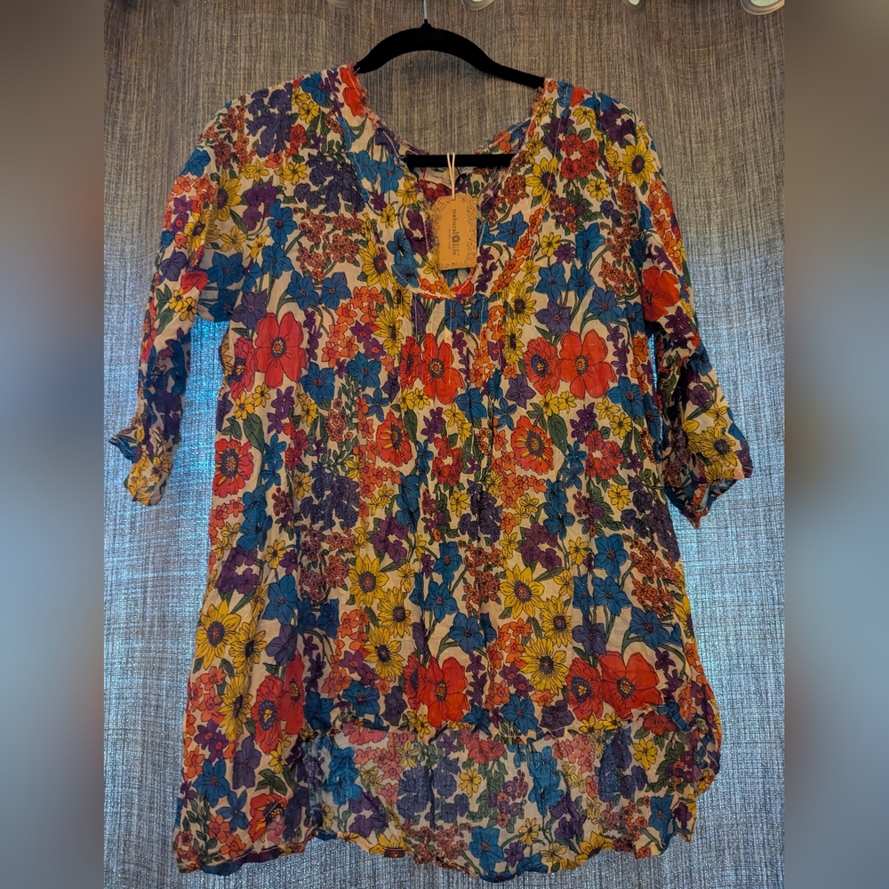 Natural Life Floral Multicolor Women's Top